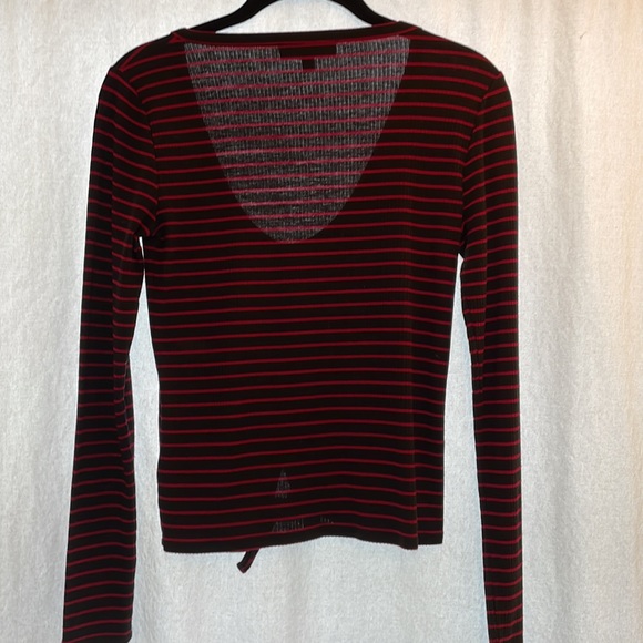 Striped Ribbed Intermix Button Front Top - Picture 6 of 6